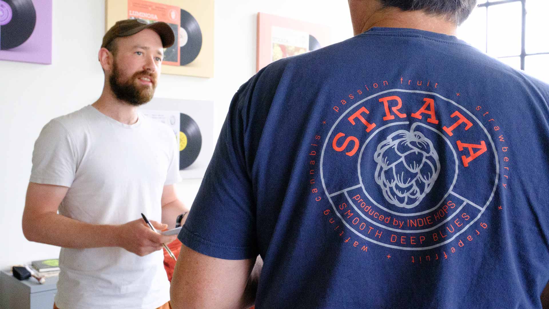 Gareth Moore (DEYA) chats to Jim Solberg of Indie Hops during Strata® selection for Steady Rolling Strata