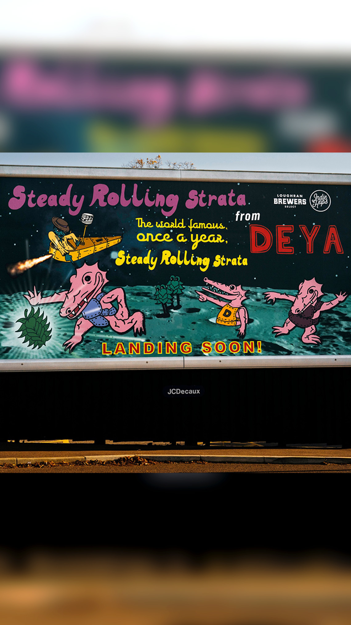 DEYA 'Steady Rolling Strata' Billboard outside Cheltenham Rail Station
