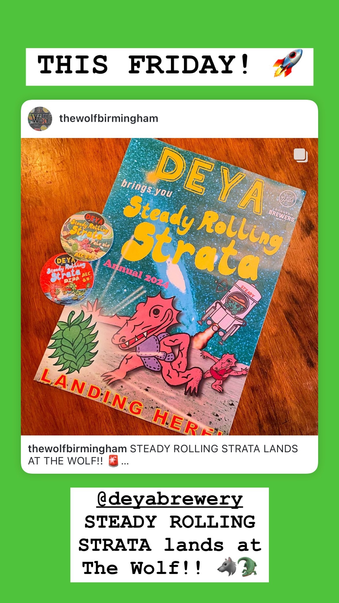 The Wolf Birmingham Instagram Story